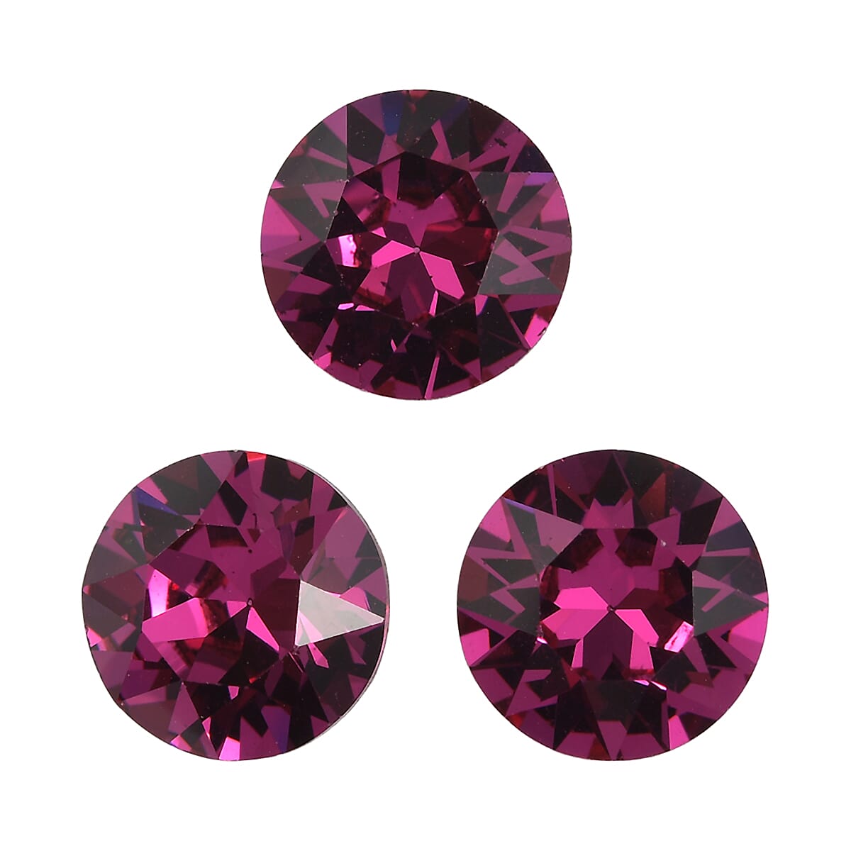 3.57 ctw Round Cut Fuchsia Swarovski Crystal Loose Stone (Set Of 3) (7.25 mm)