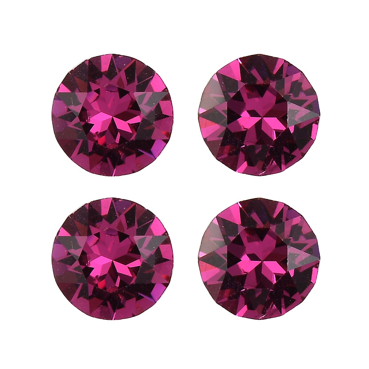 1.73 ctw Round Cut Fuchsia Swarovski Crystal Loose Stone (Set Of 4) (5.3 mm)