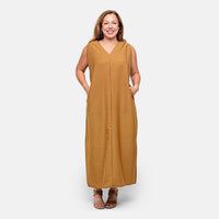 La Marey Taupe Deep V Neck Maxi Dress - One Size Missy