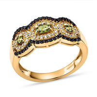 D'Joy Ambanja Demantoid Garnet, Coffee and White Zircon Ring in 18K Vermeil YG Over Sterling Silver (Size 10.0) 2.10 ctw