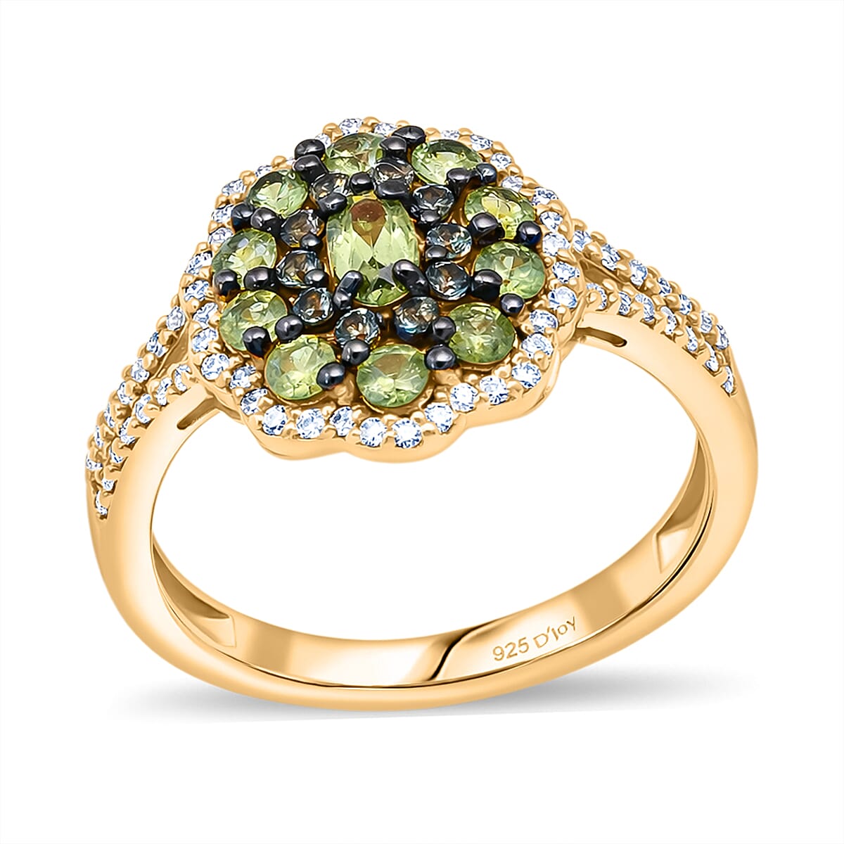 D'Joy Ambanja Demantoid Garnet, Multi Gemstone Ring in 18K Vermeil YG Over Sterling Silver (Size 10.0) 2.00 ctw