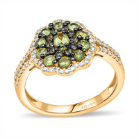 D'Joy Ambanja Demantoid Garnet, Multi Gemstone Ring in 18K Vermeil YG Over Sterling Silver (Size 10.0) 2.00 ctw