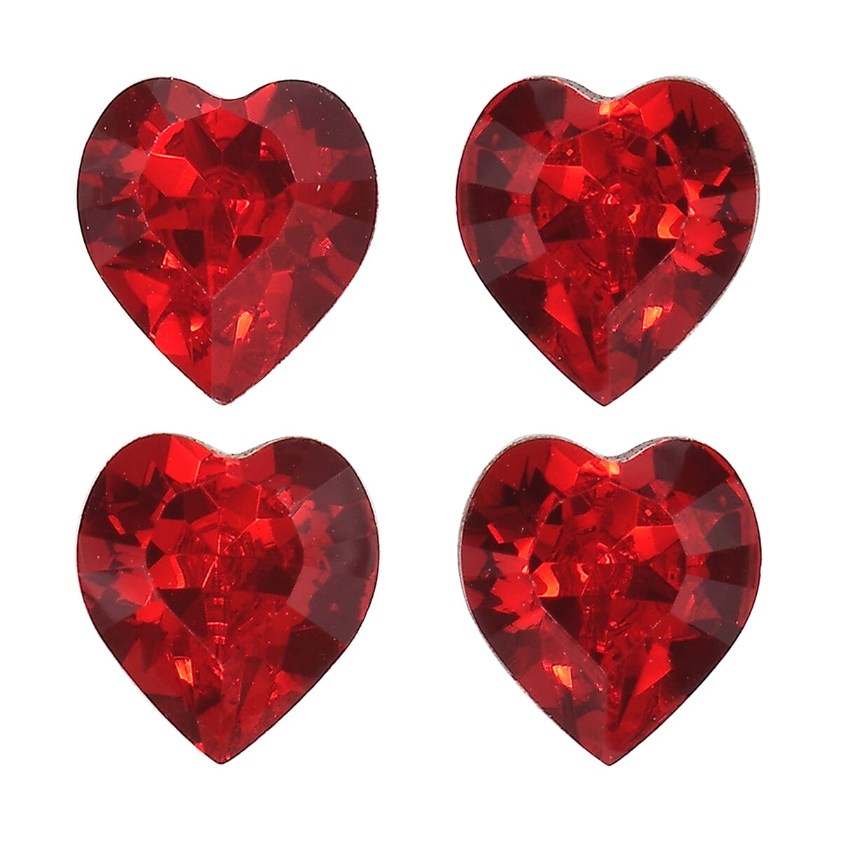 1.85 ctw Heart Cut Light Siam Swarovski Crystal Loose Stone (Set Of 4) (5.5 mm)