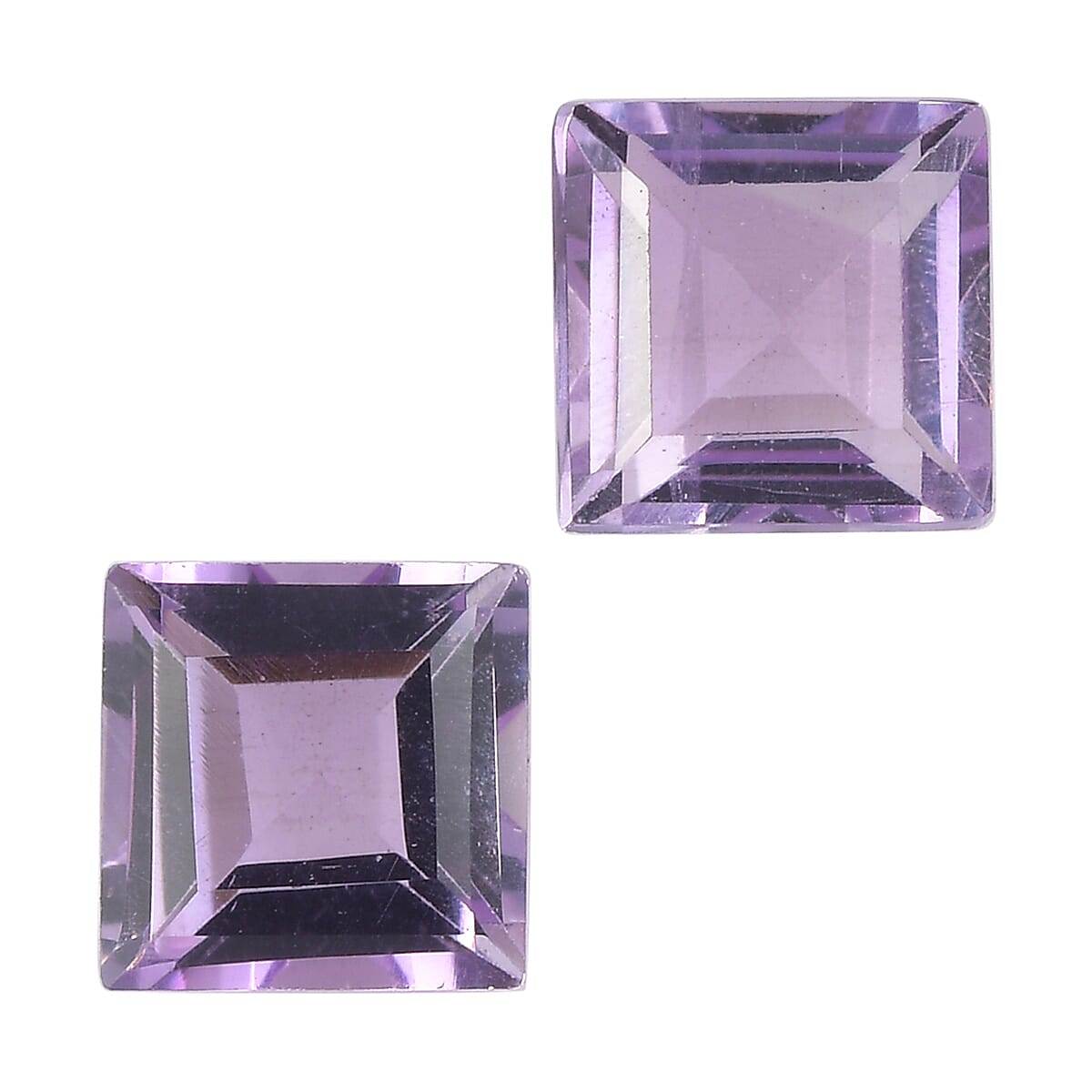 1.06 ctw Square Cut Rose De France Amethyst Loose Gemstone (Set Of 2) (5 mm)