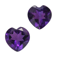 1.93 ctw Heart Cut African Amethyst Loose Gemstone – AA Grade (Set Of 2) (7 mm)