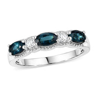 D'Joy AAA Monte Belo Indicolite, Moissanite Ring in Rhodium Over Sterling Silver (Size 10.0) 0.90 ctw