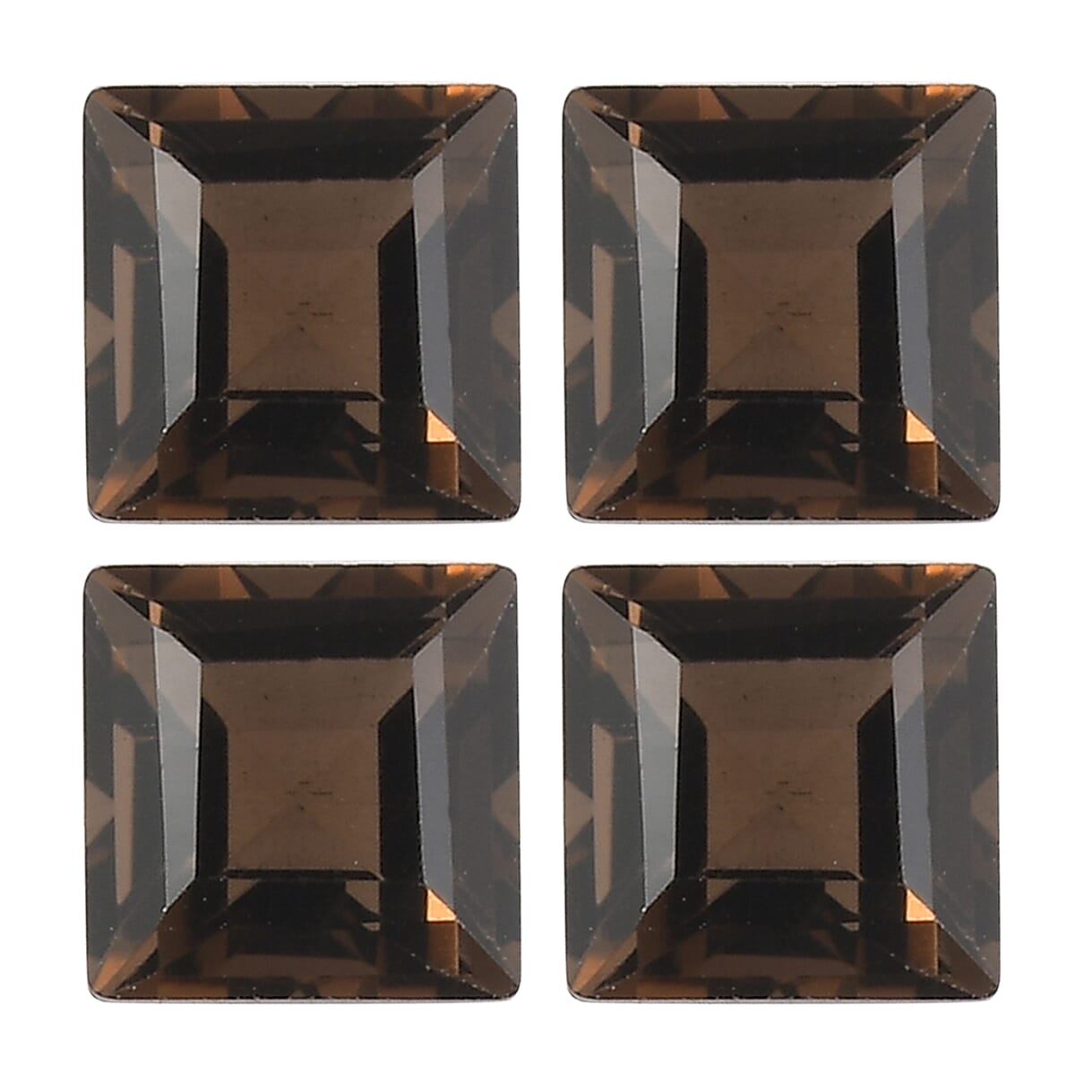 1.34 ctw Square Cut Smoky Quartz Loose Gemstone – AA Grade (Set Of 4) (4 mm)