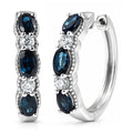 D'Joy Premium Monte Belo Indicolite and Moissanite 1.85 ctw Hoop Earrings in Rhodium Over Sterling Silver - Sticky add to cart bar