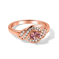 D'Joy Premium Blush Tourmaline, Moissanite Ring in 18K Vermeil RG Over Sterling Silver (Size 10.0) 0.65 ctw