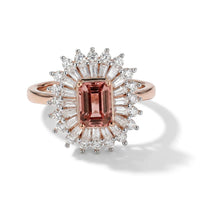 D'Joy Premium Blush Tourmaline, Moissanite Ring in 18K Vermeil RG Over Sterling Silver (Size 10.0) 2.50 ctw