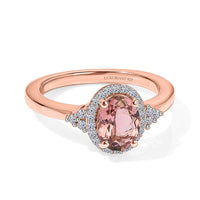 Premium Blush Tourmaline, Luxuriant Lab Grown Diamond (G-H, SI) (0.17 cts) Ring in 18K Vermeil RG Over Sterling Silver (Size 10.0) 1.50 ctw