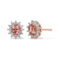 D'Joy Premium Blush Tourmaline, White Zircon Sparkle Stud Earrings in 18K Vermeil RG Over Sterling Silver 1.30 ctw