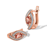 D'Joy Premium Blush Tourmaline, Moissanite Crossover Earrings in 18K Vermeil RG Over Sterling Silver 0.75 ctw
