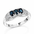 D'Joy Premium Monte Belo Indicolite, White Zircon Ring in Rhodium Over Sterling Silver (Size 6.0) 0.60 ctw - Sticky add to cart bar