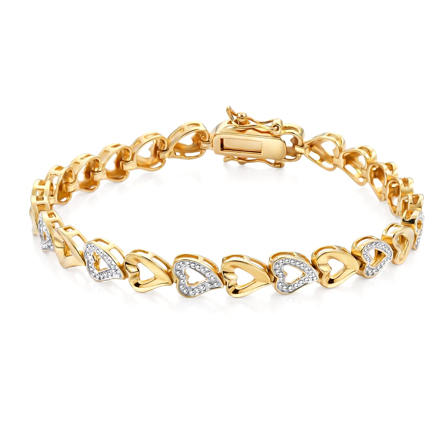 White Diamond Bracelet in 14K YG OVer and Sterling Silver (7.25 In)