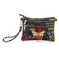 Chunma Black and Multi Color Graffiti Bee Faux Leather Clutch Crossbody Bag (6"x8"x3") - Sticky add to cart bar