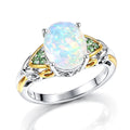 D'Joy Premium Ethiopian Welo Opal, Tsavorite Garnet Ring in 18K Vermeil YG and Rhodium Over Sterling Silver (Size 7.0) 1.80 ctw - Sticky add to cart bar