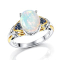 D'Joy Premium Ethiopian Welo Opal, Tsavorite Garnet Ring in 18K Vermeil YG and Rhodium Over Sterling Silver (Size 7.0) 1.80 ctw - Sticky add to cart bar