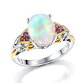 D'Joy Premium Ethiopian Welo Opal, Tsavorite Garnet Ring in 18K Vermeil YG and Rhodium Over Sterling Silver (Size 7.0) 1.80 ctw - Sticky add to cart bar