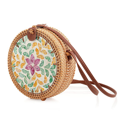 Passage Multi Color Handcrafted Mop Rattan Bag (7.8"x2.76")