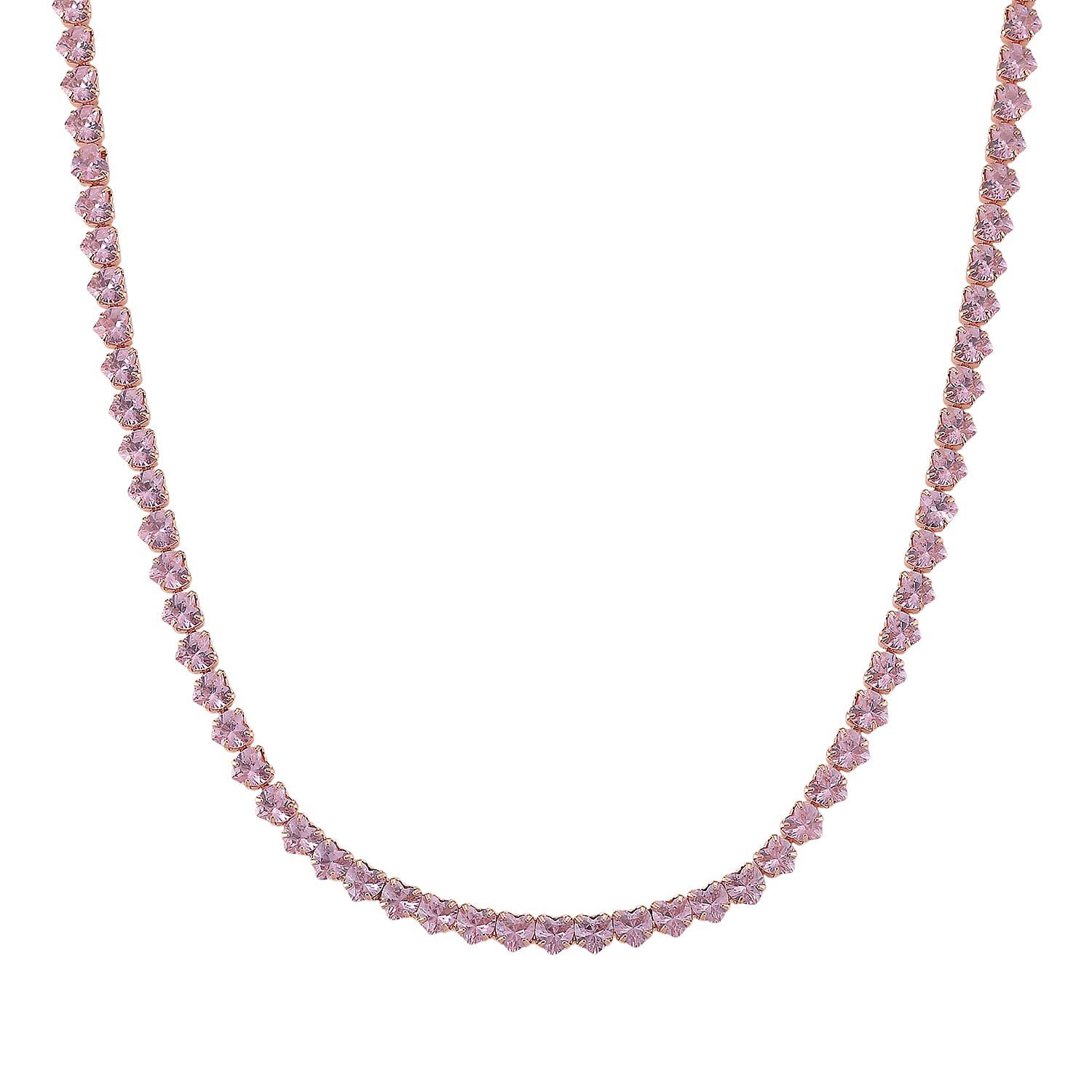 Simulated Pink Diamond Heart Necklace (20.5-22.5 Inches) in Rosetone 50.00 ctw