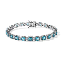 D''Joy Premium Asscher Cut Red Citrine and Moissanite 16.25 ctw Bracelet in Rhodium Over Sterling Silver (7.25 In)