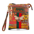 Closeout Chunma Black and Multi Color Graffiti Bee Faux Leather Clutch Crossbody Bag (8"x6"x3") - Sticky add to cart bar