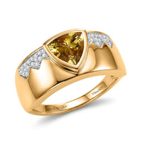 D'Joy Premium Golden Apatite, Moissanite Men's Ring in 18K Vermeil YG Over Sterling Silver (Size 10.0) 2.00 ctw