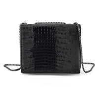 La Marey Black Crocodile Pattern Faux Leather Crossbody Bag (7.87"x5.91"x2.76")