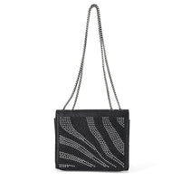 La Marey Black Rhinestone Zebra Stripes Crossbody Bag