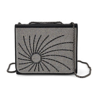 La Marey Black Rhinestone Sunflower Pattern Faux Leather Crossbody Bag (7.87"x5.91"x2.76")