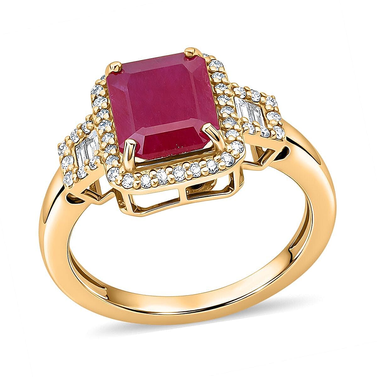 Luxoro 10K Yellow Gold AAA Mozambique Ruby, Diamond (G-H, I2) (0.25 cts) Ring (Size 6.0) 2.60 ctw