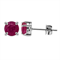 Luxoro 10K White Gold AAA Mozambique Ruby Solitaire Stud Earrings 1.30 ctw