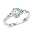 D'Joy Premium Mangoro Aquamarine and White Zircon 0.60 ctw Ring in Rhodium Over Sterling Silver - Sticky add to cart bar
