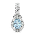 D'Joy Premium Mangaro Aquamarine and White Zircon 0.50 ctw Pendant Without Chain in Rhodium Over Sterling Silver - Sticky add to cart bar