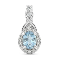 D'Joy Premium Mangaro Aquamarine and White Zircon 0.50 ctw Pendant Without Chain in Rhodium Over Sterling Silver