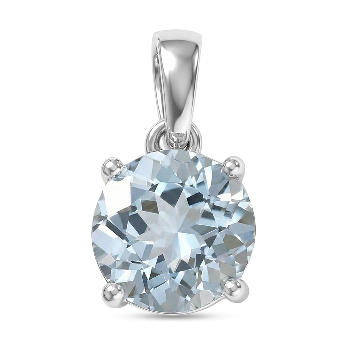 D'Joy Premium Mangaro Aquamarine 1.20 ctw Pendant Without Chain in Rhodium Over Sterling Silver