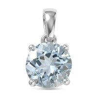 D'Joy Premium Mangaro Aquamarine 1.20 ctw Pendant Without Chain in Rhodium Over Sterling Silver
