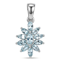 D'Joy Aquamarine  Pendant in Rhodium OverSterling Silver 1.51 ctw