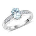 D'Joy Premium Mangoro Aquamarine and White Zircon 0.85 ctw Ring in Rhodium Over Sterling Silver - Sticky add to cart bar