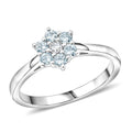D'Joy Premium Mangoro Aquamarine, White Zircon Ring in Rhodium Over Sterling Silver (Size 6.0) 0.35 ctw - Sticky add to cart bar