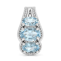 D'Joy Premium Mangaro Aquamarine 0.85 ctw Pendant Without Chain in Rhodium Over Sterling Silver