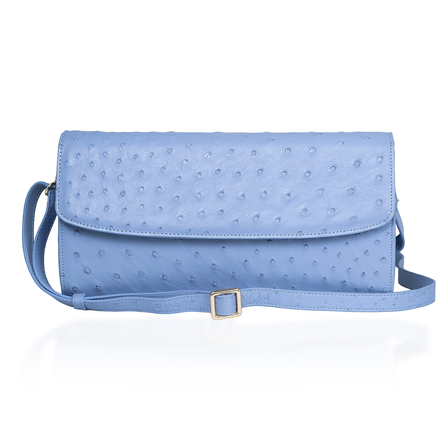 Grand Pelle Pink Genuine Ostrich Leather Crossbody Clutch Bag