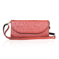 Grand Pelle Camel Genuine Ostrich Leather Crossbody Wallet - Sticky add to cart bar