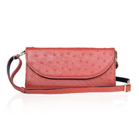 Grand Pelle Camel Genuine Ostrich Leather Crossbody Wallet