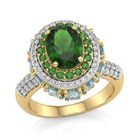 D'Joy Chrome Diopside, Multi Gemstone Ring in 18K Vermeil YG Over Sterling Silver (Size 10.0) 6.00 ctw