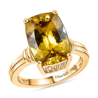 D'Joy Premium Golden Apatite Solitaire Ring in 18K Vermeil YG Over Sterling Silver (Size 6.0) 7.25 ctw