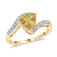 D'Joy Premium Golden Apatite, Moissanite Ring in 18K YG Over Sterling Silver (Size 10.0) 1.35 ctw