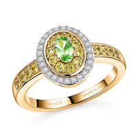 D'Joy Premium Tanzanian Mint Garnet, Multi Gemstone Ring in 18K Vermeil YG Over Sterling Silver (Size 10.0) 0.75 ctw