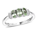 D'Joy Premium Tanzanian Mint Garnet, Diamond Ring in Rhodium Over Sterling Silver (Size 10.0) 0.75 ctw - Sticky add to cart bar